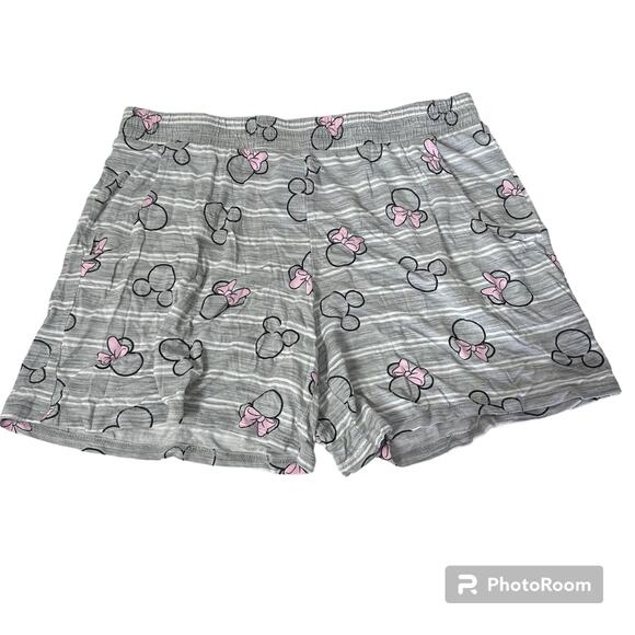 Disney Gray Minnie Mouse Striped Short Pajama Set with Pockets Size Small - Picture 7 of 13